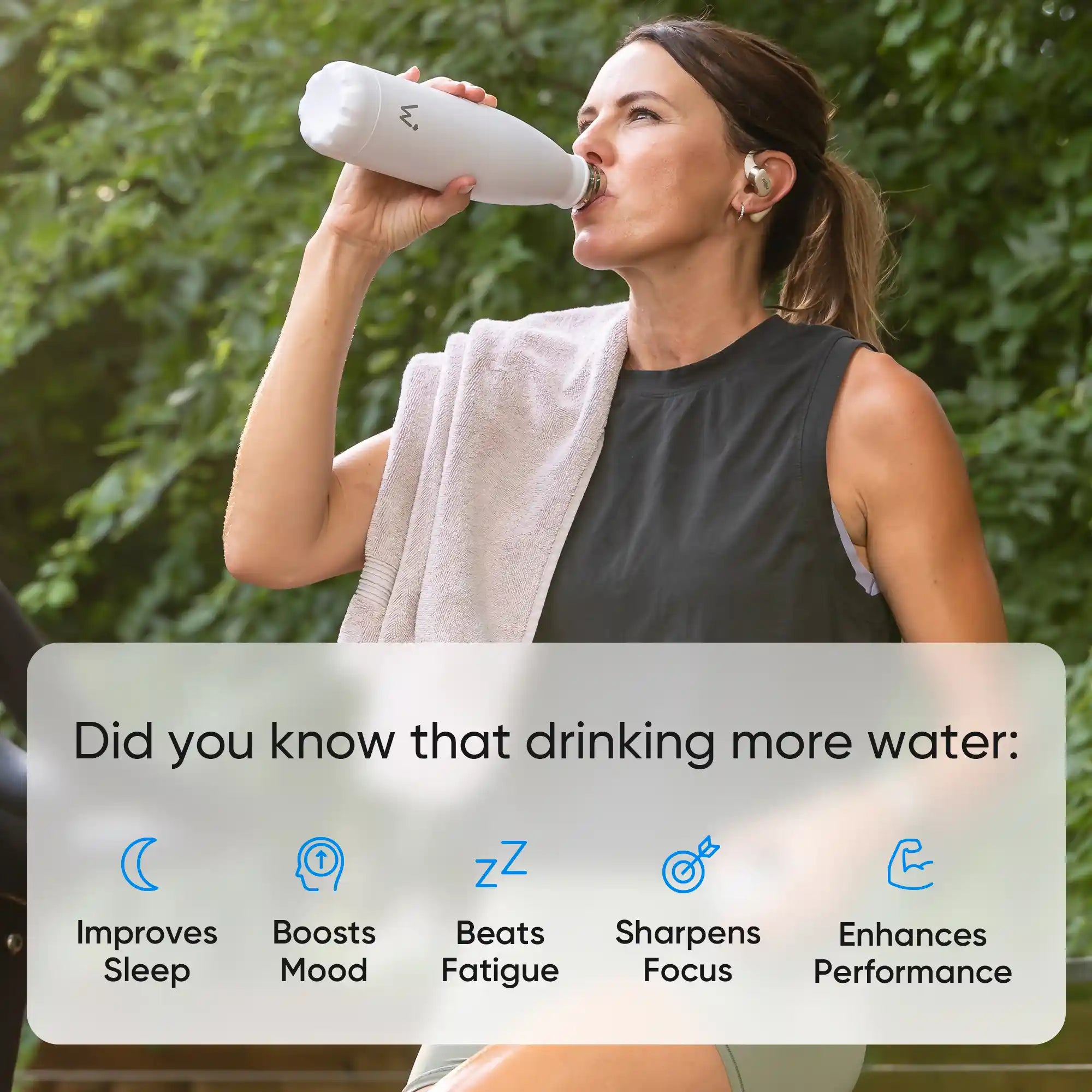 Did you know that drinking more water can improve sleep, boost mood, beat fatigue, sharpen focus, and enhance performance